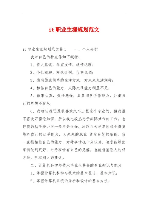 it职业生涯规划范文