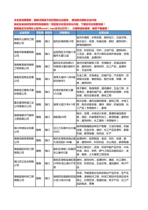 新版海南省海口机械制冷工商企业公司商家名录名单联系方式大全46家