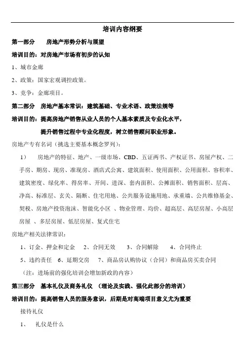 (完整版)房地产销售培训内容