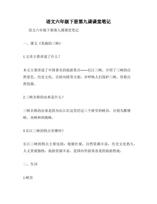 语文六年级下册第九课课堂笔记