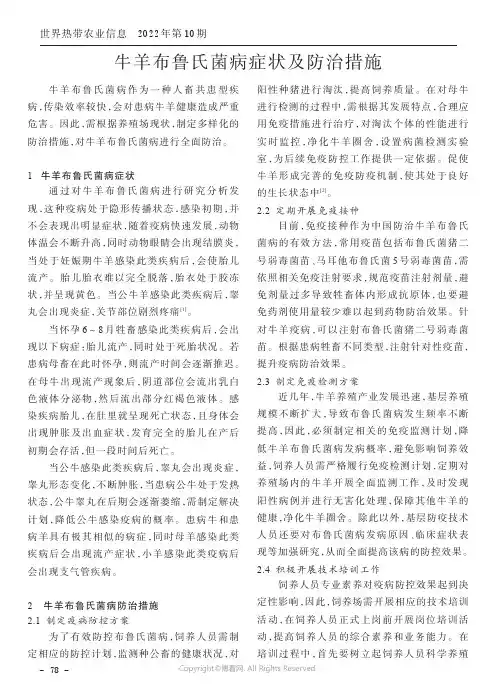 牛羊布鲁氏菌病症状及防治措施