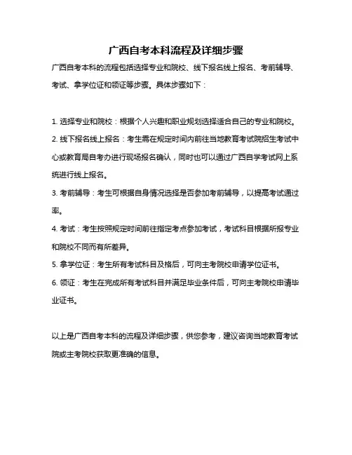 广西自考本科流程及详细步骤