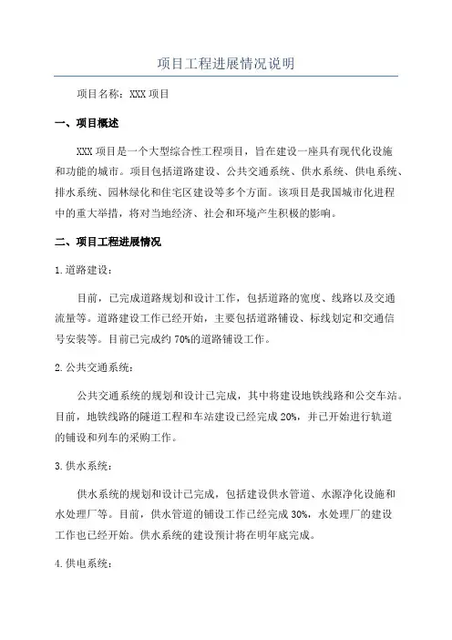 项目工程进展情况说明