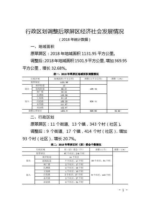 行政区划调整后翠屏区经济社会发展情况