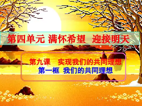 新人教版九年级政治第九课第一框 我们的共同理想
