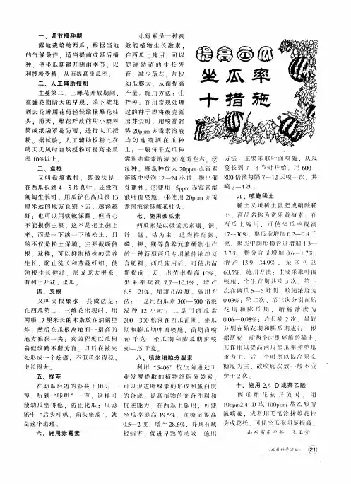 提高西瓜坐瓜率十措施