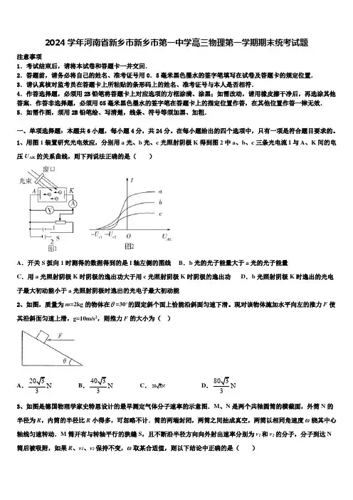 2024学年河南省新乡市新乡市第一中学高三物理第一学期期末统考试题含解析