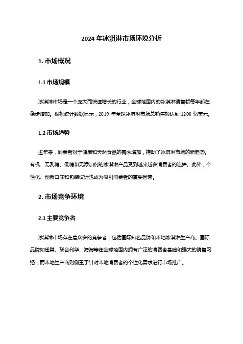 2024年冰淇淋市场环境分析