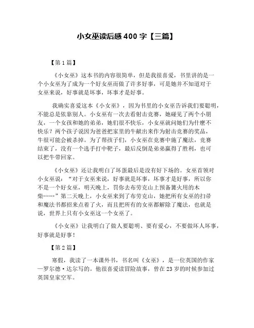 小女巫读后感400字【三篇】