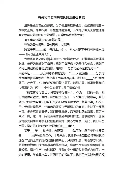 有关我与公司共成长的演讲稿5篇