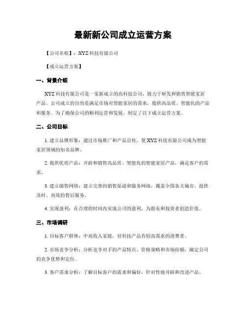 最新新公司成立运营方案