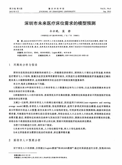 深圳市未来医疗床位需求的模型预测