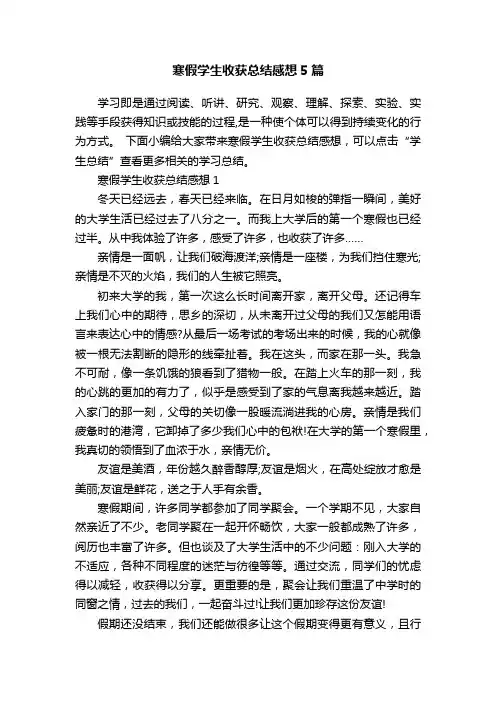 寒假学生收获总结感想5篇