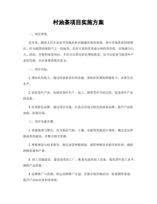 村油茶项目实施方案