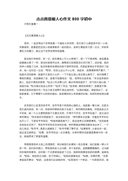 点点善意暖人心作文800字初中