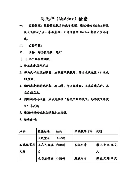 马氏杆（maddox）检查