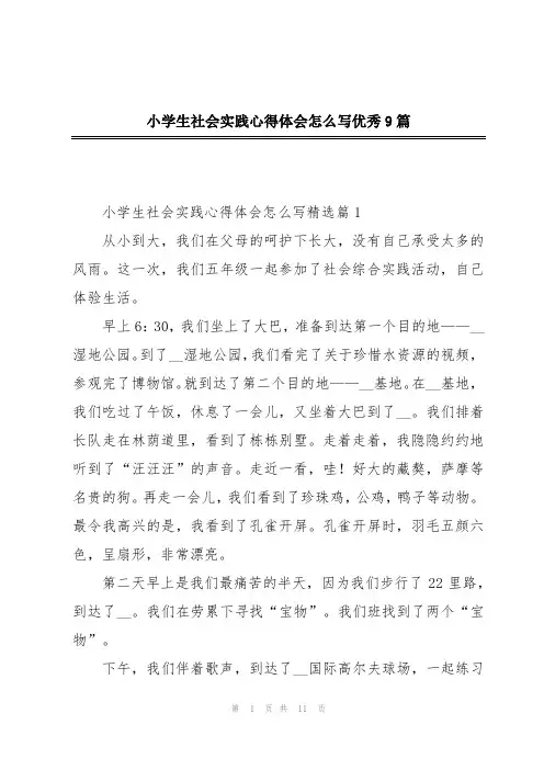 小学生社会实践心得体会怎么写优秀9篇