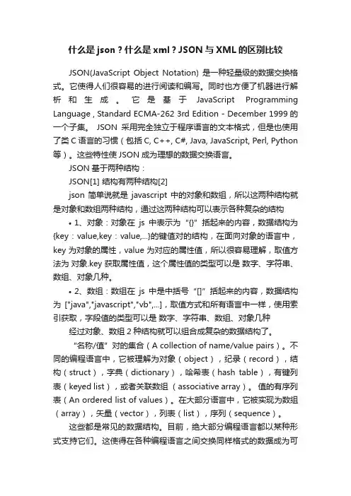 什么是json？什么是xml？JSON与XML的区别比较