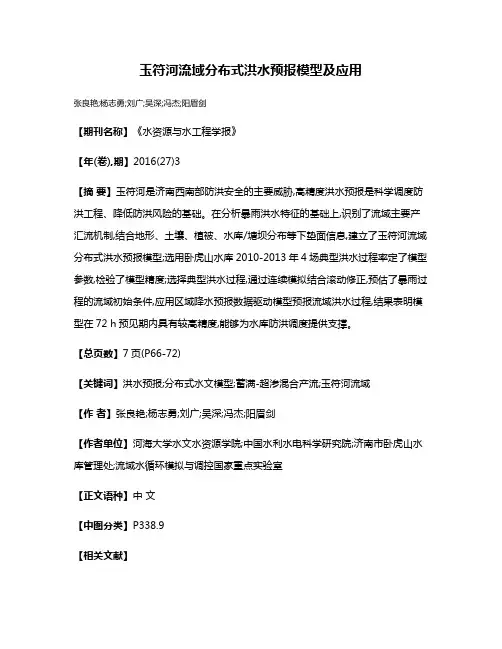 玉符河流域分布式洪水预报模型及应用