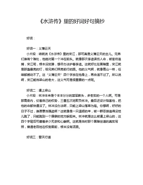 《水浒传》里的好词好句摘抄