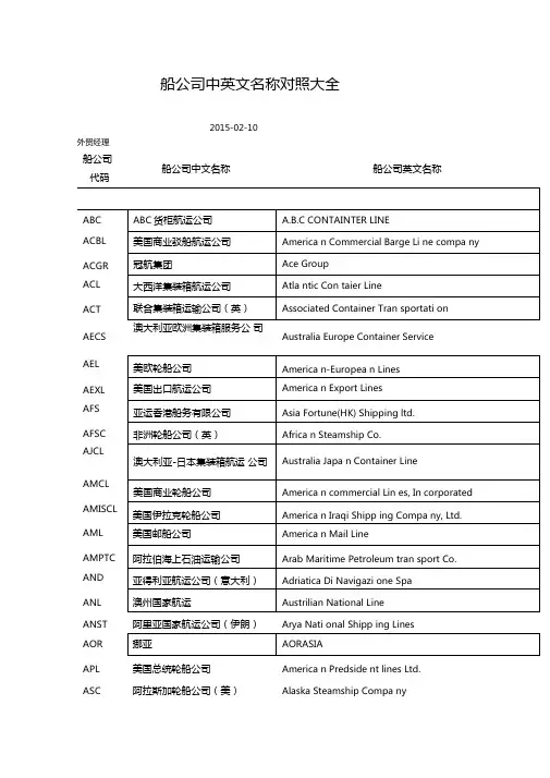 船公司中英文名称对照大全要点