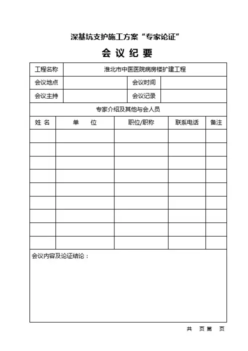 基坑支护施工方案“专家论证”空表格