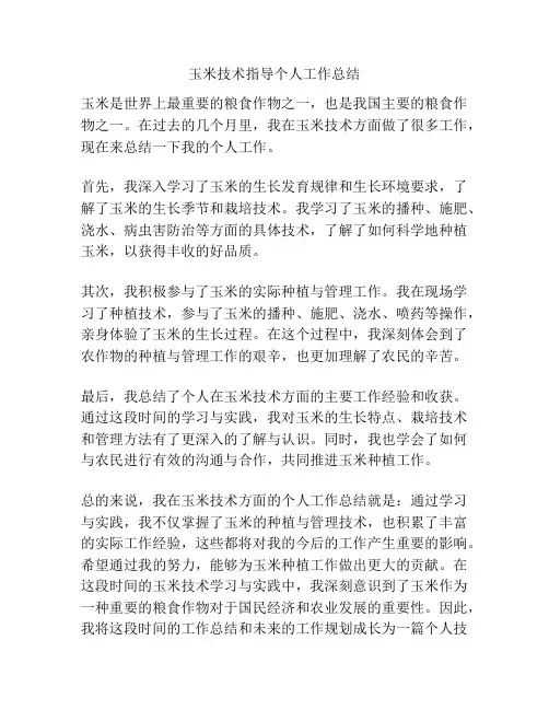 玉米技术指导个人工作总结