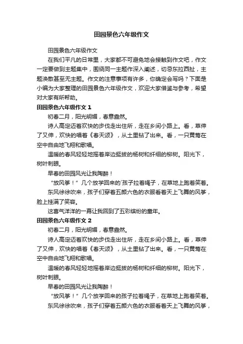 田园景色六年级作文