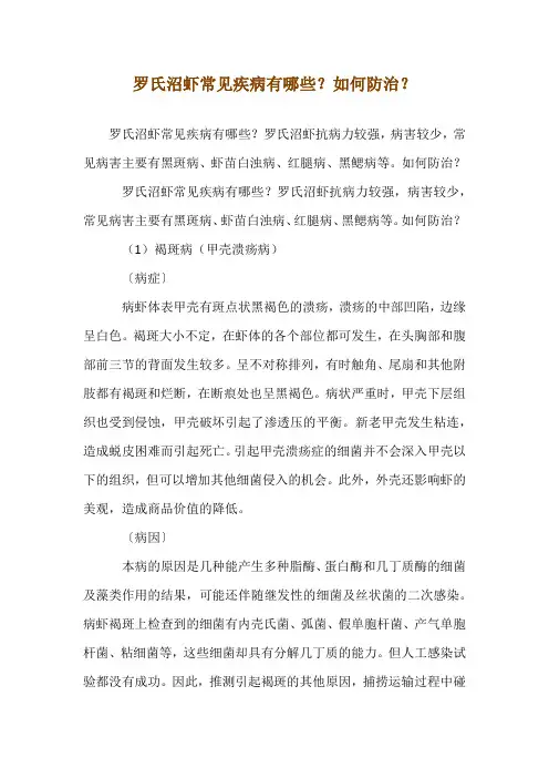 罗氏沼虾常见疾病有哪些？如何防治？
