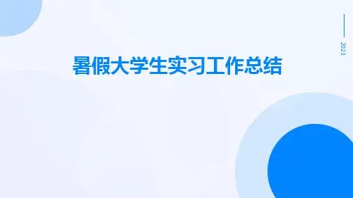 暑假大学生实习工作总结PPT