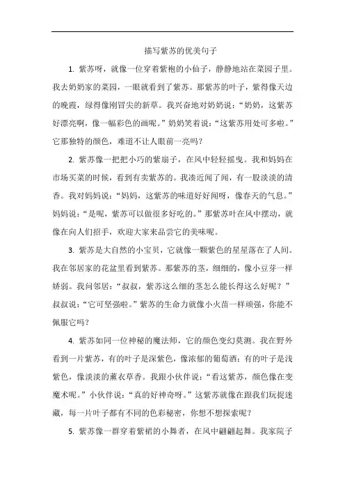 描写紫苏的优美句子