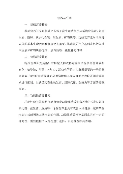 营养品分类