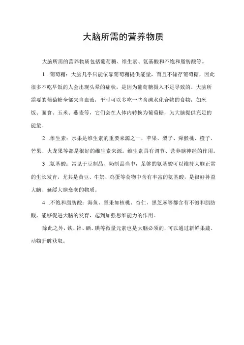 大脑所需的营养物质