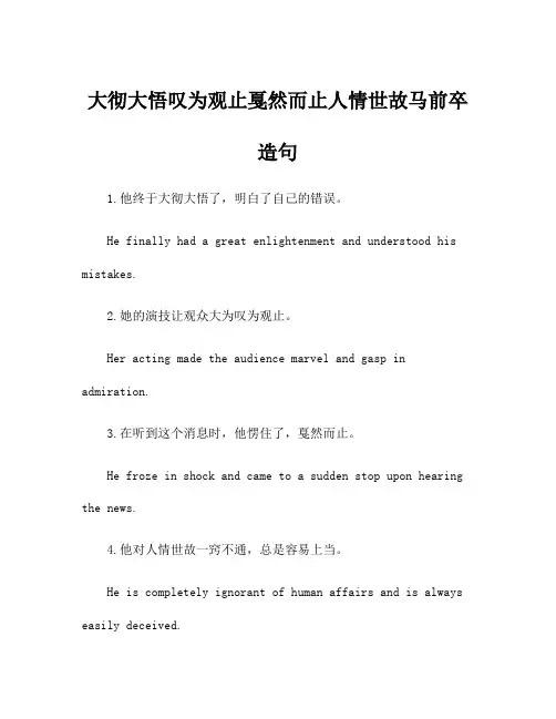 大彻大悟叹为观止戛然而止人情世故马前卒造句