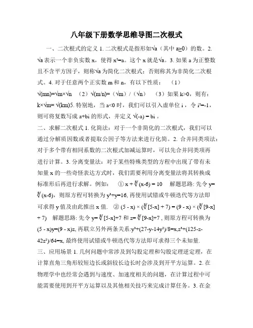 八年级下册数学思维导图二次根式