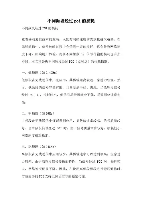 不同频段经过poi的损耗