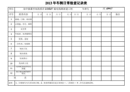 车辆日常检查记录表