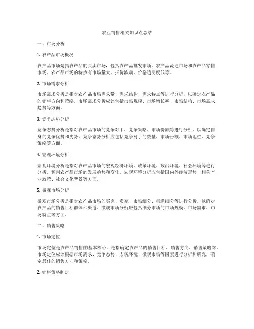 农业销售相关知识点总结