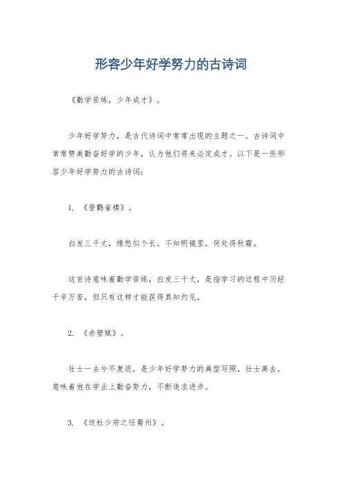 形容少年好学努力的古诗词