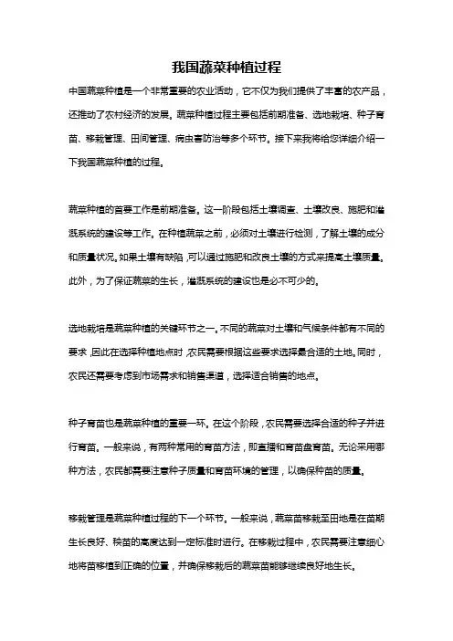 我国蔬菜种植过程