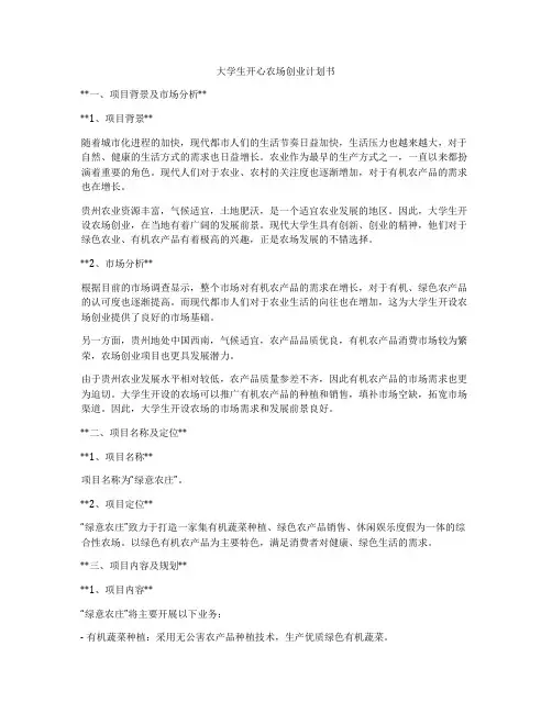 大学生开心农场创业计划书