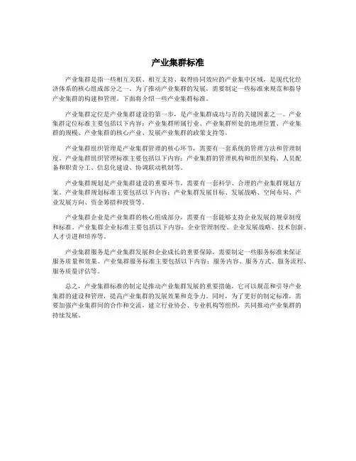 产业集群标准