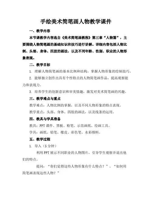 手绘美术简笔画人物教学课件