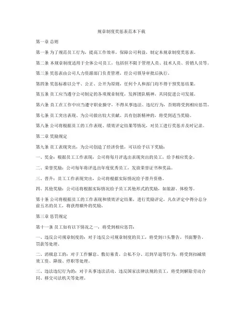 规章制度奖惩表范本下载