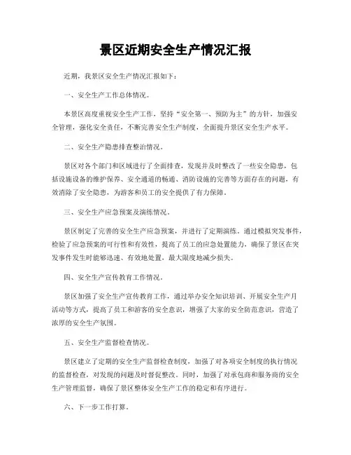 景区近期安全生产情况汇报