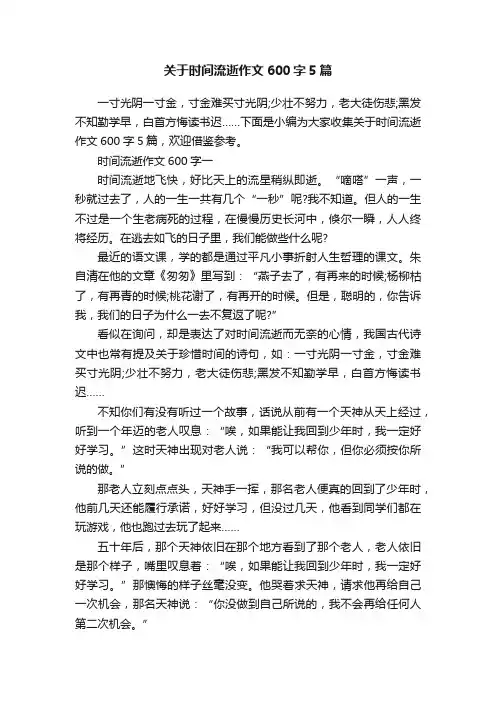 关于时间流逝作文600字5篇