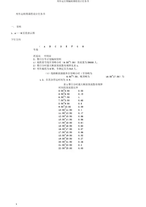 列车运行图编制课程设计任务书