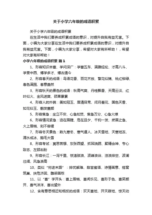 关于小学六年级的成语积累