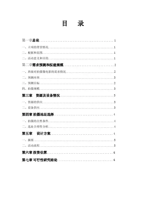 微电影拍摄可行性分析报告