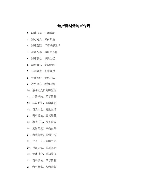 地产离湖近的宣传语